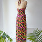 70s Neon Veggies Maxi Dress / S