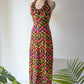 70s Neon Veggies Maxi Dress / S