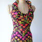 70s Neon Veggies Maxi Dress / S