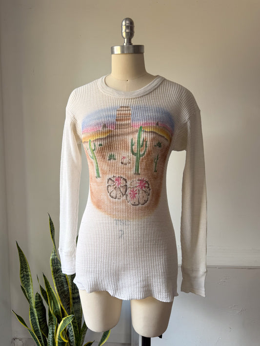 70s Air Brushed Desert & Space Thermal Top / S-M