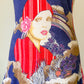 70s Deco Lady Novelty Halter Mini Dress / S