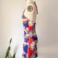 70s Deco Lady Novelty Halter Mini Dress / S