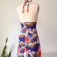 70s Deco Lady Novelty Halter Mini Dress / S