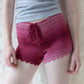 70s Raspberry Ombre Crochet Shorts / XS-S