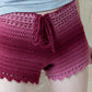 70s Raspberry Ombre Crochet Shorts / XS-S
