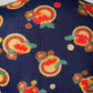 70s Navy Blue Floral Knit Collared Top / M