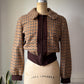 70s Brown Plaid Check Wool Cropped Jacket / M