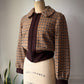 70s Brown Plaid Check Wool Cropped Jacket / M