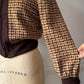 70s Brown Plaid Check Wool Cropped Jacket / M