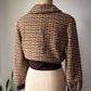 70s Brown Plaid Check Wool Cropped Jacket / M