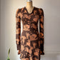 70s Novelty People Knit Dress / S