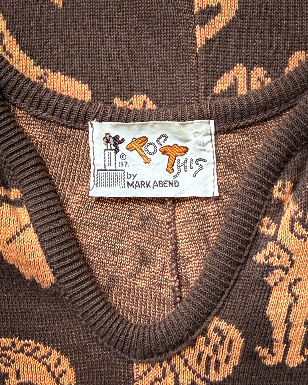 70s Novelty People Knit Dress / S