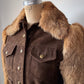 70s Brown Rabbit Fur & Suede Leather Crop Jacket / XS-S