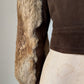 70s Brown Rabbit Fur & Suede Leather Crop Jacket / XS-S