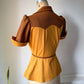 70s Colorblock Puff Sleeve Top / S