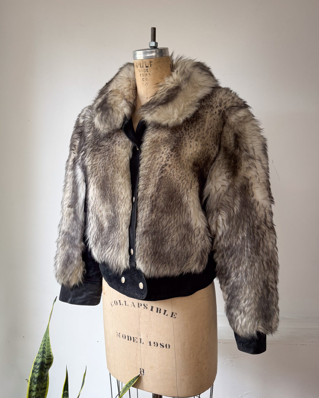 70s Faux Fur & Suede Cropped Jacket / M