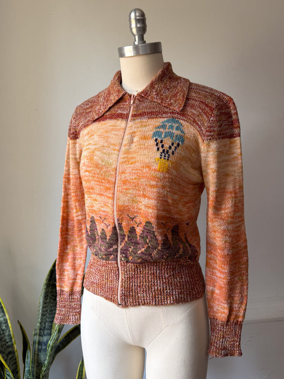70s Novelty Hot Air Balloon Sweater / S