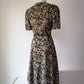 70s Dark Floral Dress / S