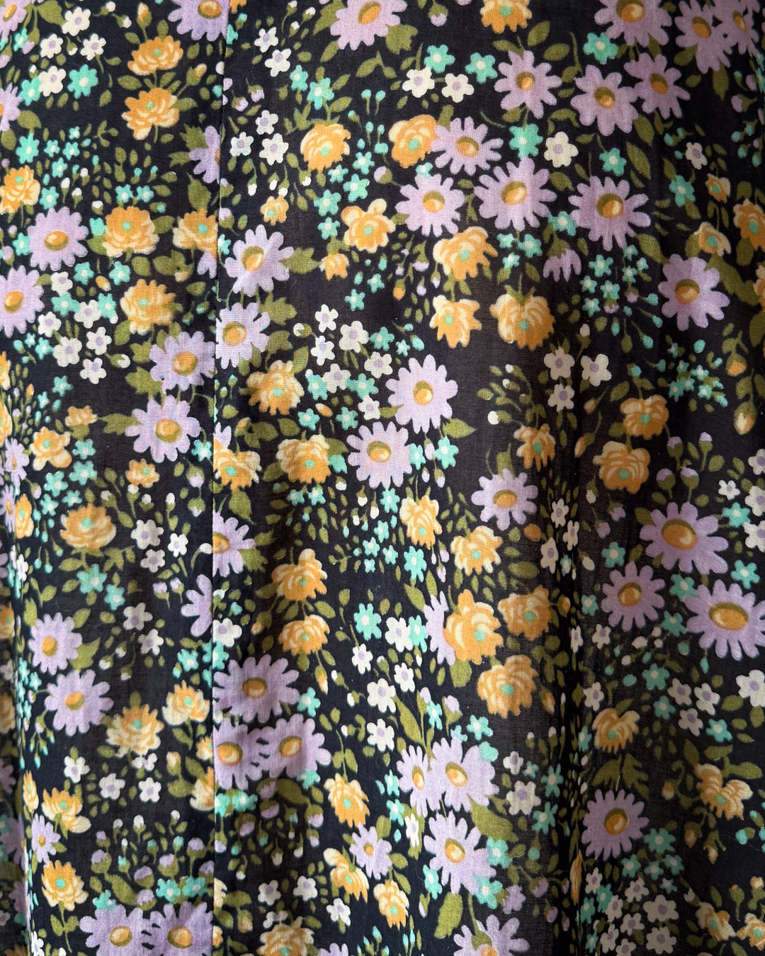 70s Dark Floral Dress / S