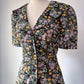 70s Dark Floral Dress / S