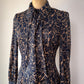 70s Navy Blue Printed Shirt Dress / S