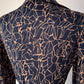 70s Navy Blue Printed Shirt Dress / S