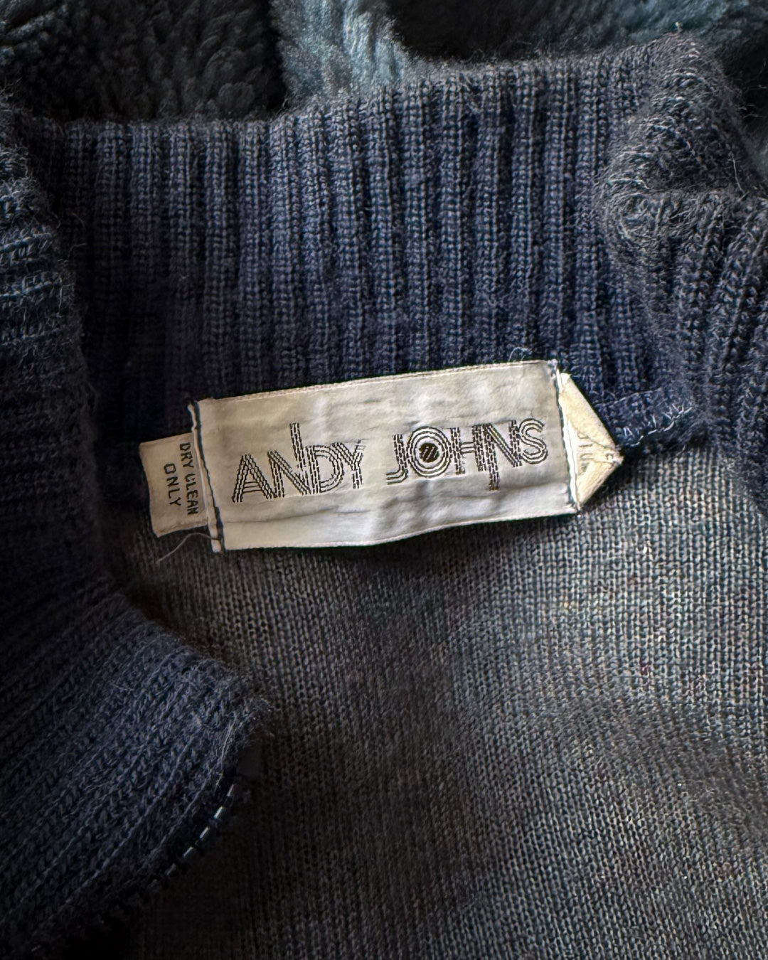 70s Fuzzy Blue Gray Faux Fur Jacket / M