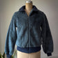 70s Fuzzy Blue Gray Faux Fur Jacket / M