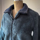 70s Fuzzy Blue Gray Faux Fur Jacket / M