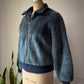 70s Fuzzy Blue Gray Faux Fur Jacket / M