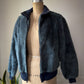 70s Fuzzy Blue Gray Faux Fur Jacket / M