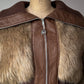70s Cropped Faux Fur Bomber Jacket / S