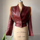 70s Futuristic Cropped Brick Red Leather Jacket / XS-S