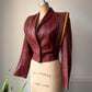 70s Futuristic Cropped Brick Red Leather Jacket / XS-S