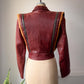 70s Futuristic Cropped Brick Red Leather Jacket / XS-S