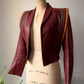 70s Futuristic Cropped Brick Red Leather Jacket / XS-S