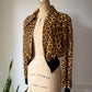 70s Leopard Print Faux Fur Cropped Jacket / S-M