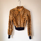 70s Leopard Print Faux Fur Cropped Jacket / S-M