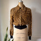 70s Leopard Print Faux Fur Cropped Jacket / S-M