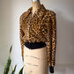 70s Leopard Print Faux Fur Cropped Jacket / S-M