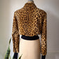 70s Leopard Print Faux Fur Cropped Jacket / S-M
