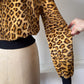 70s Leopard Print Faux Fur Cropped Jacket / S-M