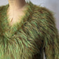 70s Shaggy Green Mohair V-Neck Sweater / S-M