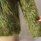 70s Shaggy Green Mohair V-Neck Sweater / S-M