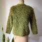 70s Shaggy Green Mohair V-Neck Sweater / S-M