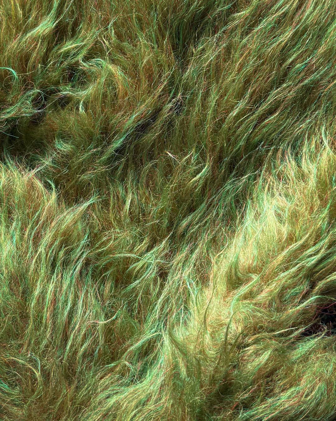 70s Shaggy Green Mohair V-Neck Sweater / S-M