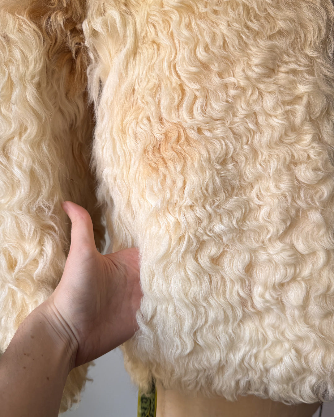 70s Natural Curly Mongolian Lamb Fur Jacket / S
