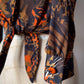 70s Jungle Cat Novelty Print Cropped Tie Top / S