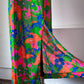 70s Colorful Floral Print Halter Dress / S