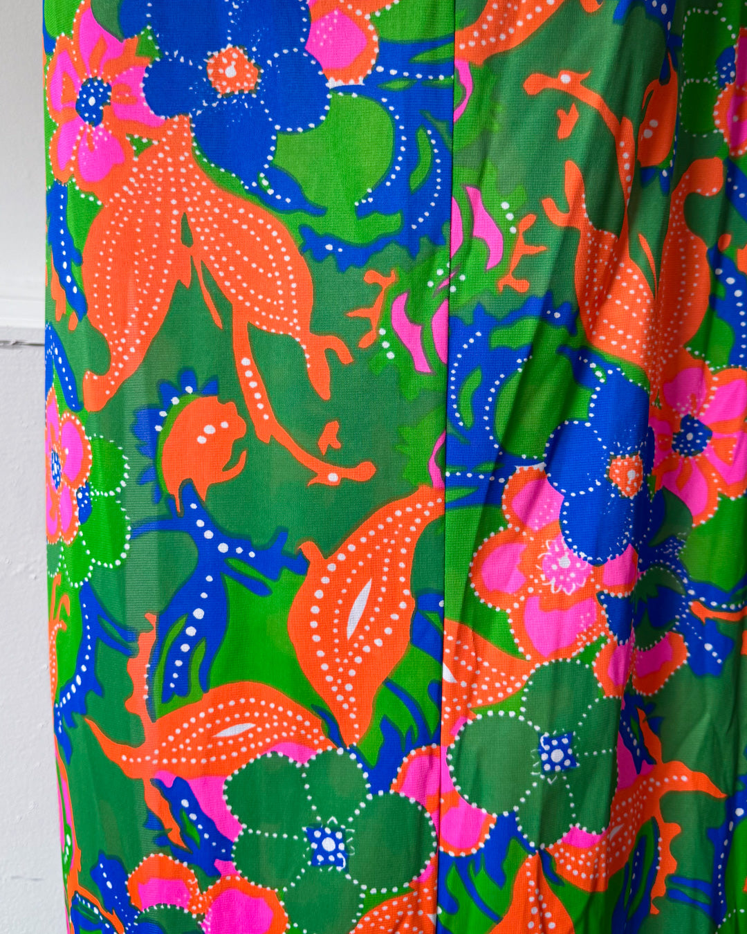 70s Colorful Floral Print Halter Dress / S